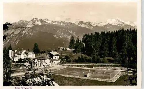 AK / Ansichtskarte  Montana_Crans-Montana_VS Panorama Tennisplatz