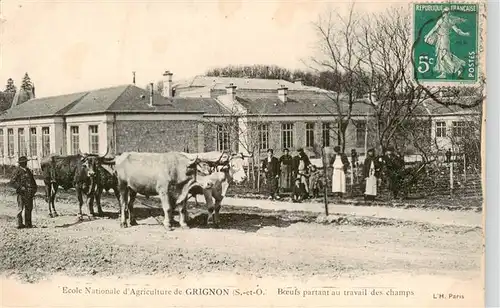 AK / Ansichtskarte  Grignon_Thiverval_78_Yvelines Ecole NationaledAgriculture Boeufs partant au traval des champs