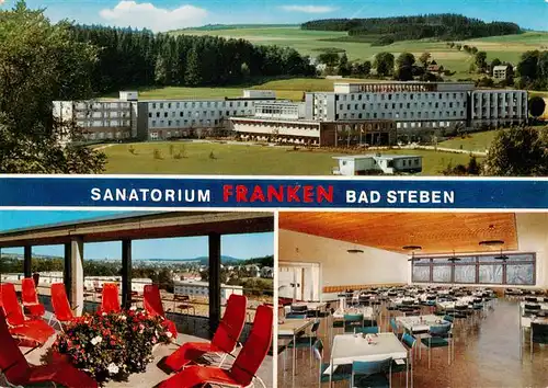 AK / Ansichtskarte 73941287 Bad_Steben Sanatorium Franken der BfA Kurklinik Speisesaal Terrasse