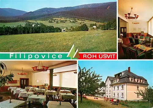 AK / Ansichtskarte 73942229 Filipovice_Jeseniky_Freiwaldau_CZ Zotavovna ROH Usvit Hotel Restaurant Landschaftspanorama