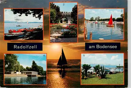 AK / Ansichtskarte  Radolfzell_Bodensee Gondelhafen Stadtgarten Yachthafen Café Mettnau Strandidyll Sonnenuntergang