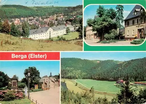 AK / Ansichtskarte 73943472 Berga_Elster Panorama Postamt Schlossstrasse Elstertalblick