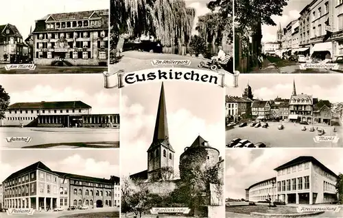 AK / Ansichtskarte 73943557 Euskirchen_NRW Am Markt Im Schillerpark Bahnhofstrasse Bahnhof Markt Postamt Martinskirche Kreisverwaltung