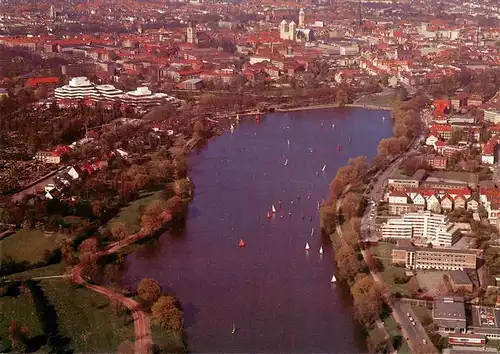 AK / Ansichtskarte 73944185 Muenster___Westfalen Fliegeraufnahme mit Aasee