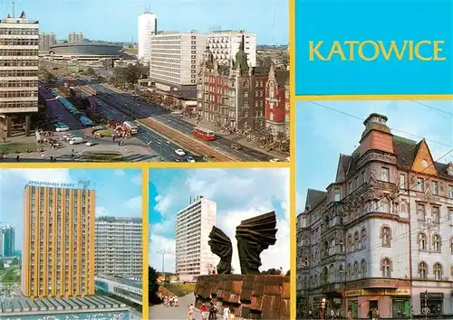 AK / Ansichtskarte 73945396 Katowice_PL Ulica Armii Czerwonej Fragment Srodmiescia Pomnik Powstancow Slaskich