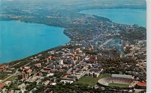 AK / Ansichtskarte 73949022 Madison_Wisconsin_USA Aerial view University Downtown Capitol Lake Mendota Lake Monona