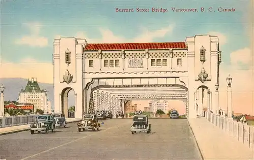 AK / Ansichtskarte 73949229 Vancouver_BC_Canada Burrard Street Bridge Illustration