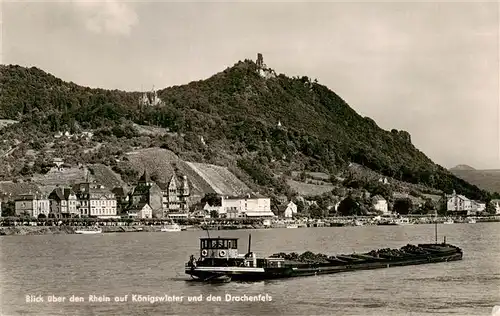 AK / Ansichtskarte 73949857 Koenigswinter_Rhein Rheinfrachter mit Drachenfels