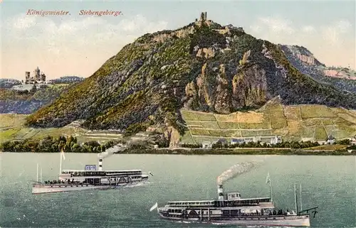 AK / Ansichtskarte 73949860 Koenigswinter_Rhein mit Siebengebirge und Drachenfels