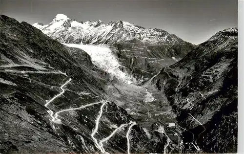 AK / Ansichtskarte  Gletsch_1784m_VS mit Grimsel und Furkastrasse Galenstock Rhonegletscher