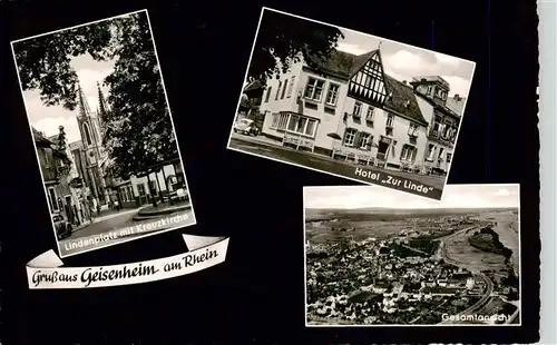 AK / Ansichtskarte 73950812 Geisenheim_Rheingau Lindenplatz mit Kreuzkirche Hotel Zur Linde Panorama