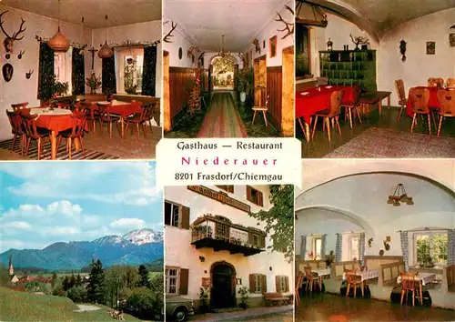 AK / Ansichtskarte 73951120 Frasdorf Gasthaus Restaurant Niederauer Gastraeume Panorama Alpen