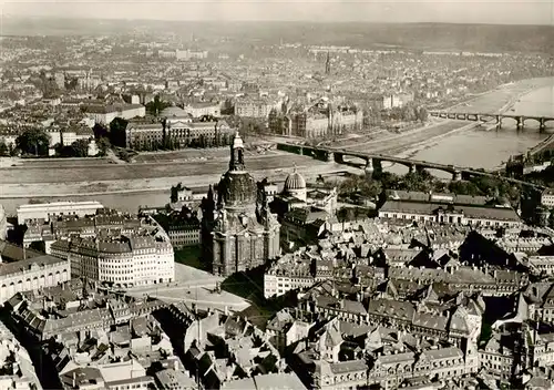 AK / Ansichtskarte 73953700 DRESDEN_Elbe Blick ueber Neumarkt und Frauenkirche nach Neustadt Vor der Zerstoerung 1945 Reproduktion