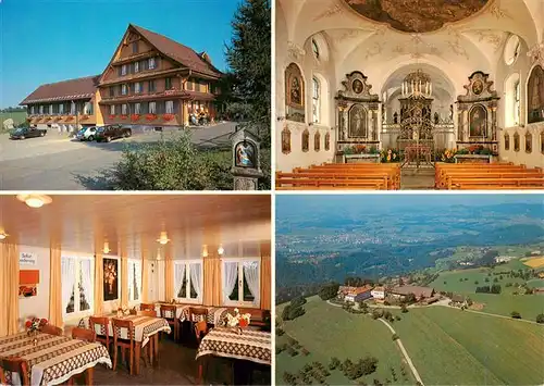 AK / Ansichtskarte  Menzingen__ZG Restaurant Gubel mit Kloster und Kirche Innenansicht Luftaufnahme