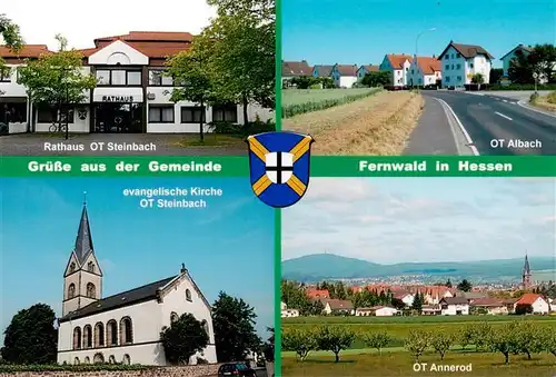 AK / Ansichtskarte 73954759 Fernwald Rathaus Kirche OT Steinbach OT Albach OT Annerod