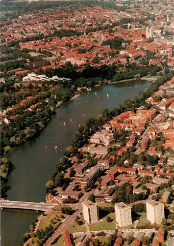 AK / Ansichtskarte 73955923 MueNSTER___Westfalen Fliegeraufnahme mit Aasee