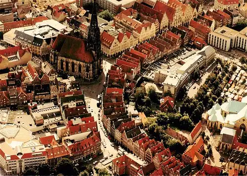 AK / Ansichtskarte 73955927 MueNSTER___Westfalen Fliegeraufnahme mit Dom Lambertikirche und Prinzipalmarkt