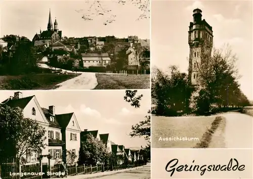 AK / Ansichtskarte 73956219 Geringswalde Ortsansicht mit Kirche Langenauer Strasse Aussichtsturm