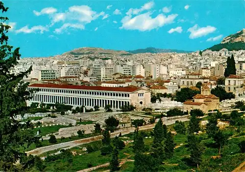 AK / Ansichtskarte 73956476 Athen_Athenes_Greece Saeulenhalle von Attalos und der Lykabettus