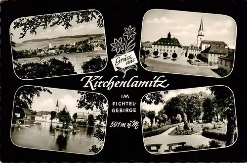 AK / Ansichtskarte 73956757 Kirchenlamitz Panorama Stadtzentrum Park Teich