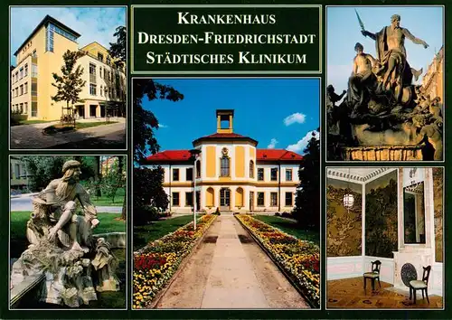 AK / Ansichtskarte 73956831 Friedrichstadt_Dresden Krankenhaus Staedt Klinikum Klinikgebaeude Neptunbrunnen Kueferbrunnen Marolini Palais Chines Zimer