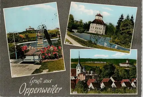 AK / Ansichtskarte 73957919 Oppenweiler Freibad Schloss Sturmfeder Rathaus Burg Reichenberg