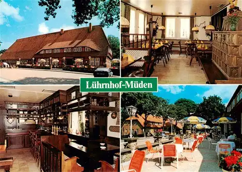 AK / Ansichtskarte 73957995 Mueden_oertze Luehrnhof Altes Gasthaus Gastraeume Bar Terrasse