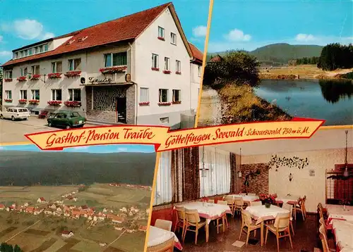 AK / Ansichtskarte 73958003 Goettelfingen_Seewald_Schwarzwald Gasthof Pension Traube Gaststube Fliegeraufnahme Badesee