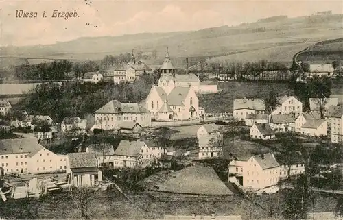 AK / Ansichtskarte 73958237 Wiesa_Erzgebirge_Sachsen Ortsansicht mit Kirche Feldspost