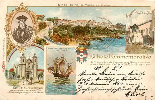 AK / Ansichtskarte 73958922 Sines_PT Patria de Vasco do Gama Egreja Vasco Litho