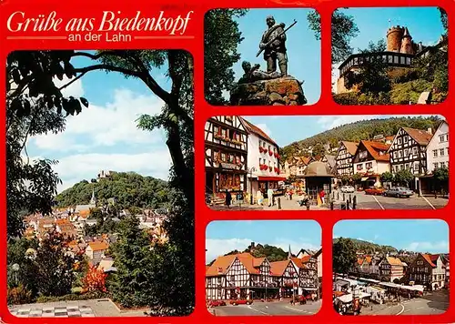 AK / Ansichtskarte 73959408 Biedenkopf_Lahn Panorama Plastik Burg Marktplatz Teilansichten