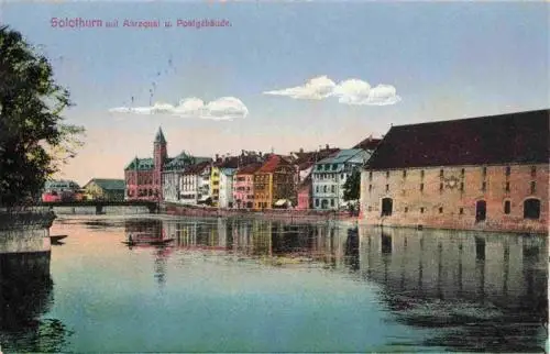 AK / Ansichtskarte  Solothurn_Soleure_SO Aare-Quai und Postgebaeude