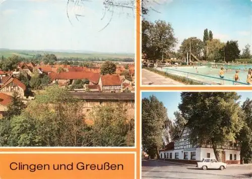 AK / Ansichtskarte 73961615 Sondershausen_Thueringen Clingen Teilansicht Greussen Freibad HOG Zur Linde