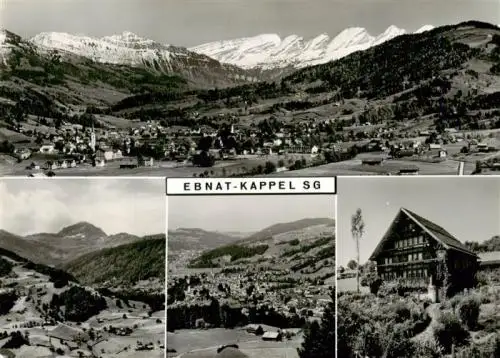 AK / Ansichtskarte  Ebnat-Kappel_SG Blick auf Schindelberg und Churfirsten sowie Speer Toggenburgerhaus im Acker