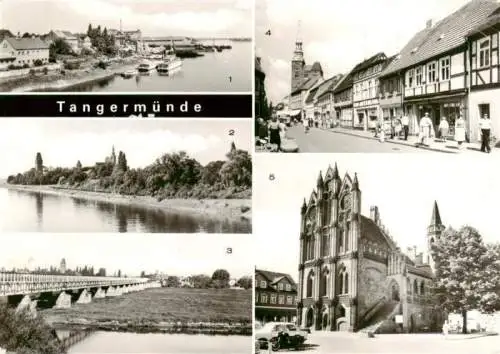 AK / Ansichtskarte 73961759 Tangermuende Hafen Elbepartie Elbbruecke Leninstrasse Rathaus