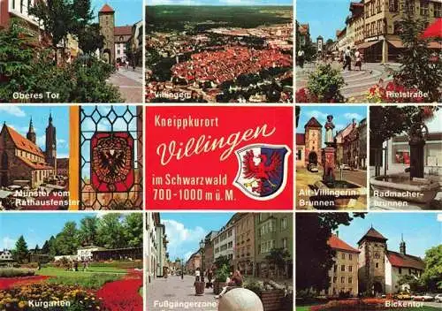 AK / Ansichtskarte 73962106 Villingen_-Schwenningen Luftaufnahme Kneippkurort Oberes Tor Muenster Rathausfenster Kurgarten Fussgaengerzone Rietstrasse Brunnen Bickentor