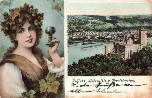 AK / Ansichtskarte 73963374 Oberlahnstein_Lahnstein Schloss Stolzenfels Weinprinzessin