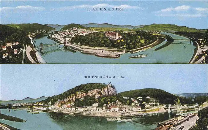 AK / Ansichtskarte 73963599 Tetschen-Bodenbach_Boehmen_Decin_CZ Panorama Elbepartien