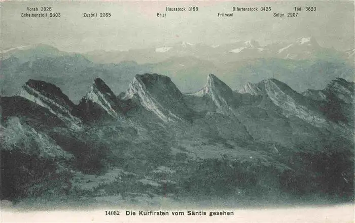 AK / Ansichtskarte  Kurfirstenkette_Churfirsten_Bergkette_SG Blick vom Saentis