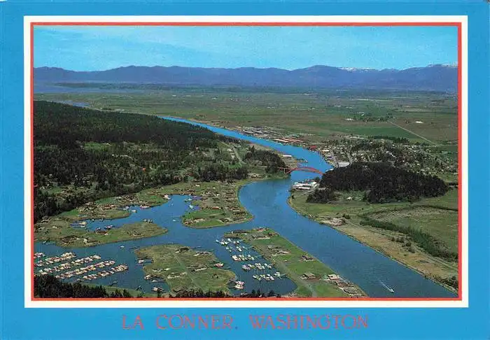 AK / Ansichtskarte 73964268 La_Conner Aerial view of Shelter Bay Swinomish Channel Cascade Mountains