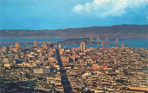 AK / Ansichtskarte 73966645 SAN_FRANCISCO_California_USA Panorama The City and the Golden Gate as seen from Twin Peaks Bay Bridge