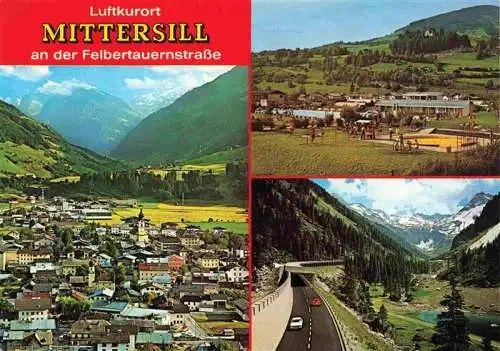 AK / Ansichtskarte 73967671 Mittersill_Oberpinzgau_AT Stadtpanorama gegen Felbertauern Felbertauernstrasse Schwimmbad