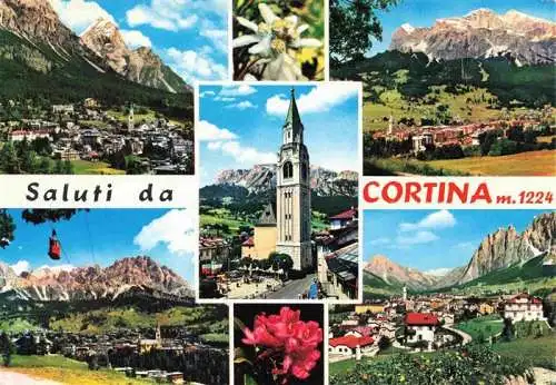 AK / Ansichtskarte 73969854 Cortina_d_Ampezzo_IT Teilansichten Kirche Alpen Alpenflora