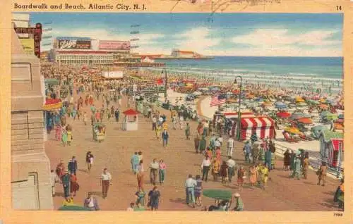 AK / Ansichtskarte 73972884 Atlantic_City_New_Jersey_USA Boardwalk and beach Illustration
