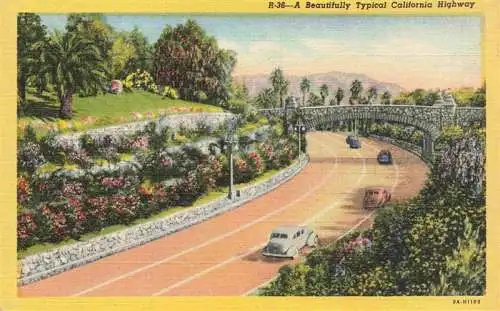 AK / Ansichtskarte 73972885 Riverside_California Beautiful typical California Highway Illustration