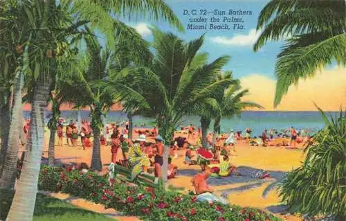 AK / Ansichtskarte 73973358 Miami_Beach Sun Bathers under the palms Illustration