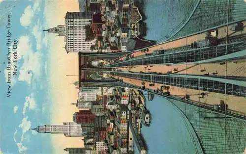 AK / Ansichtskarte 73973380 NEW_YORK_City_USA View from Brooklyn Bridge Tower Illustration