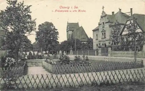 AK / Ansichtskarte 73973548 Coswig__Sachsen Friesenplatz und alte Kirche Feldpost