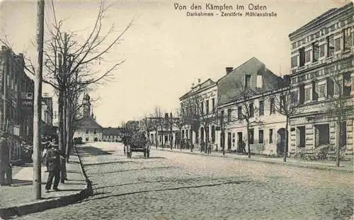 AK / Ansichtskarte 73973908 Darkehmen_Angerapp_Osjorsk_Oblast_Kaliningrad_RU Von den Kaempfen im Osten Zerstoerte Muehlenstrasse 1. Weltkrieg