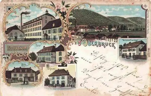 AK / Ansichtskarte  Oberbruck_68_Haut-Rhin Spinnerei Keller Magasin Zeller Scheubel Wirtschaft zur Jagd Panorama Litho